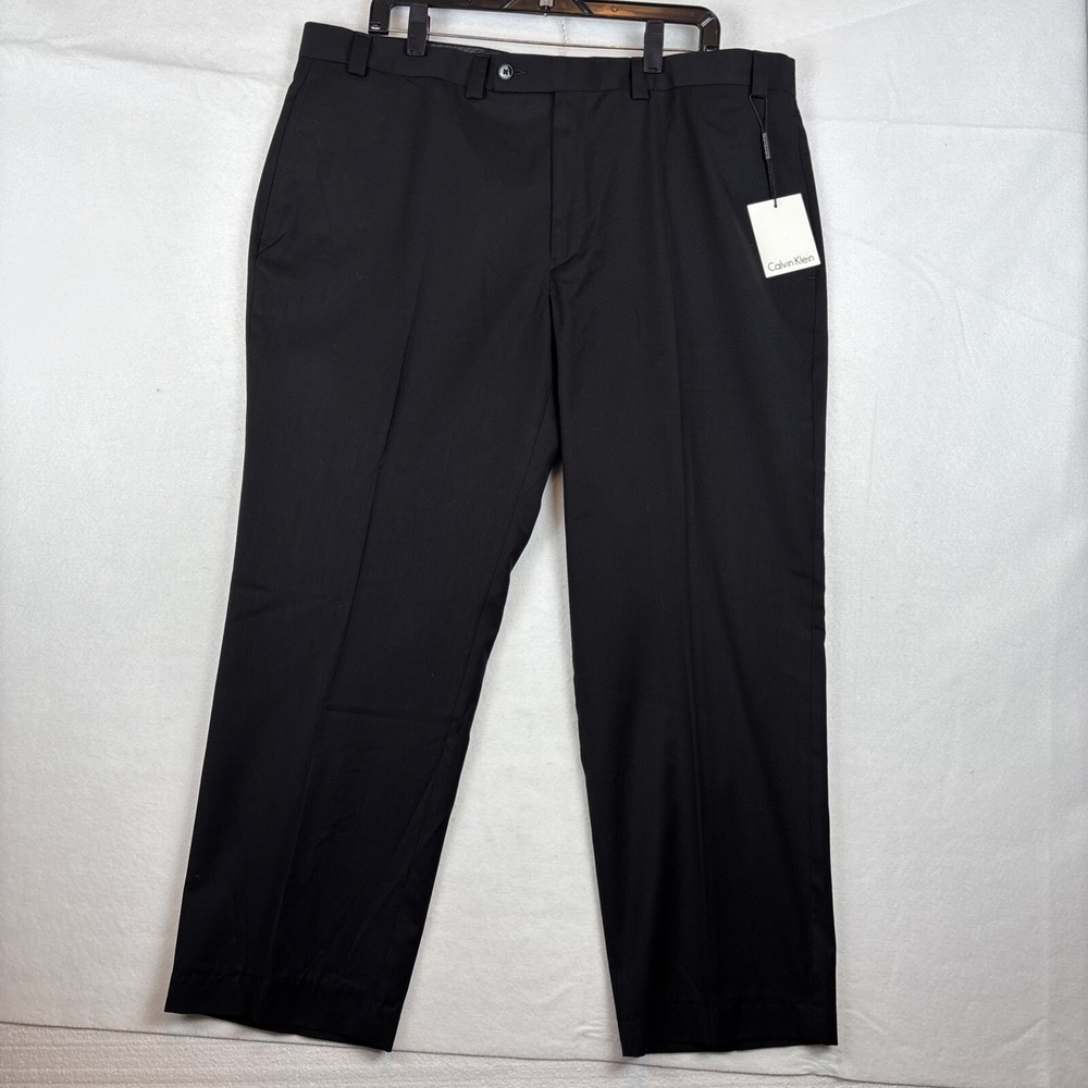 NWT Mens Calvin Klein Flat Front Dress Pants Black W40 L30 Style JRDLP
